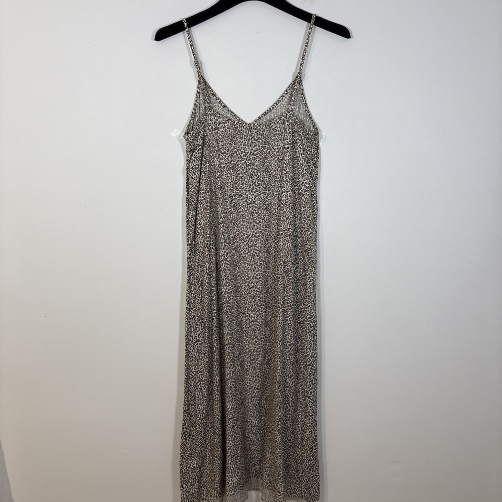 Jenni Kayne Leopard Slip Dress 100% Viscose Italian Fabric Maxi Dress XS Drapey - Picture 10 of 14
